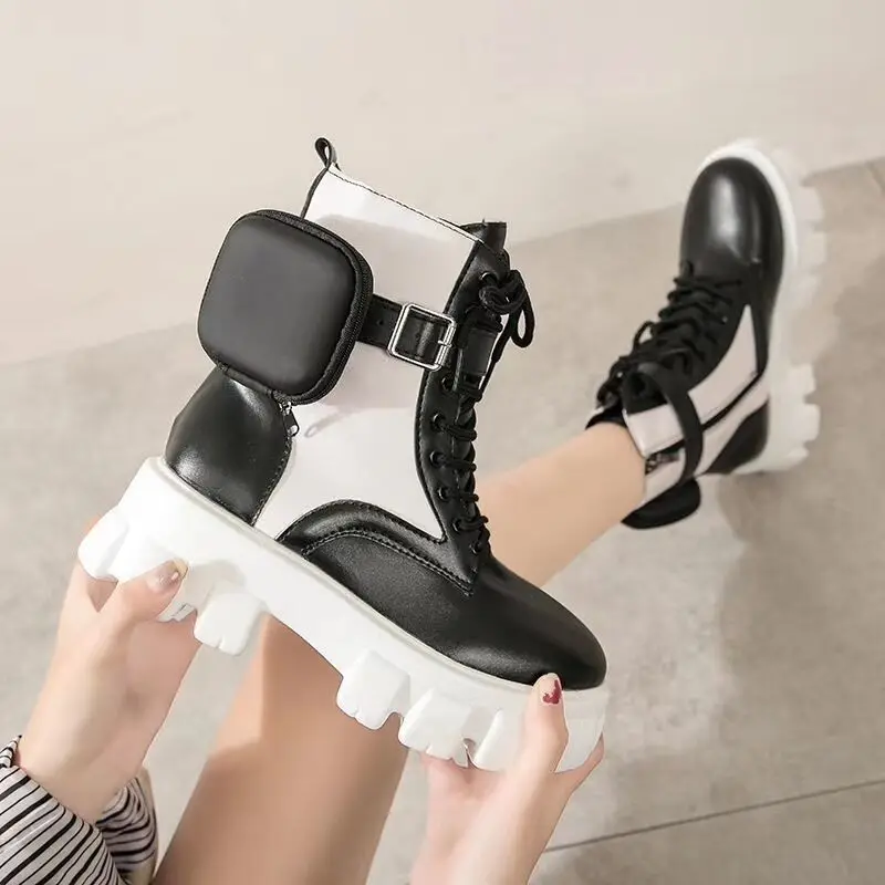 

Autumn and Winter Martin Boots Women 2021 British Style Thick-soled Pocket Motorcycle Short Boots Women Handsome