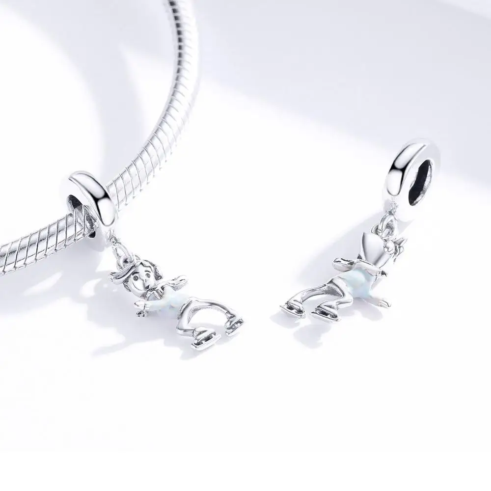 Подходит для браслета Pandora Серебро 925 CZ Колокольчик для елки украшения-Снеговички S925 Подарочный дом цветок бисер для изготовления ювелирных изделий