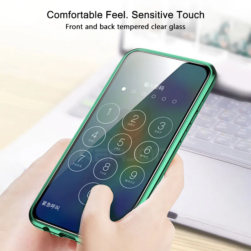 Магнитный стеклянный чехол для Xiaomi redmi note 8 pro, двойной чехол из закаленного стекла, Металлическая магнитная адсорбционная Крышка для redmi note 8