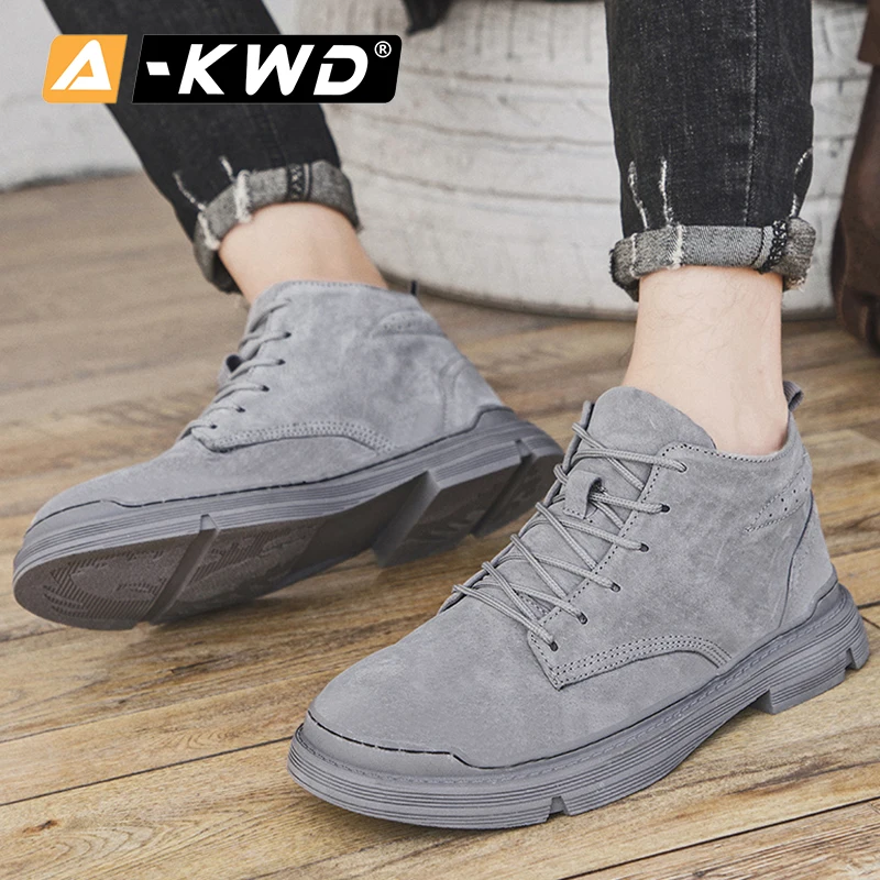 Кроссовки мужские рабочие из ПУ кожи дышащие высокие повседневная обувь для