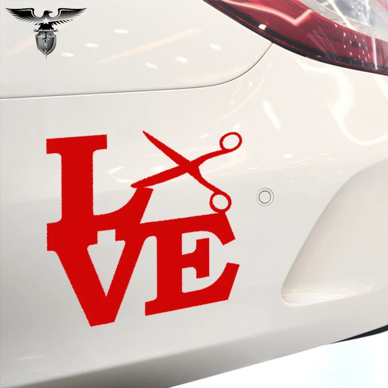 S Scissors Love Funny Car Sticker Hairstylist Barber Hair Dresser Salon Comb Styling Vinyl Decal Gifts