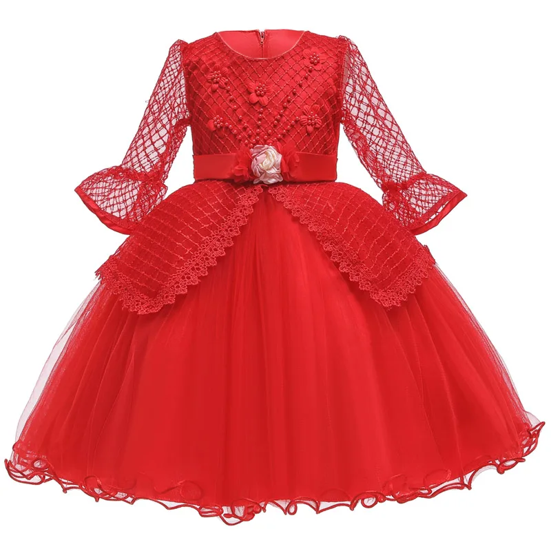 Vestido infantil/зимнее детское платье; платье принцессы с жемчужинами для девочек; свадебное платье с цветочным узором для девочек; Детские платья для девочек; праздничное платье