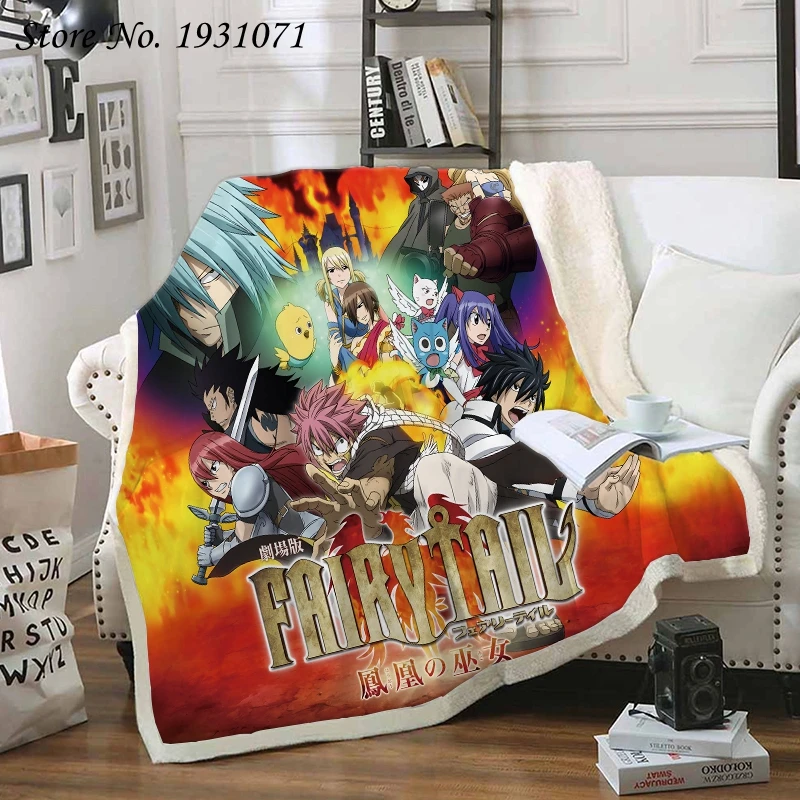 Anime FAIRY TAIL 3D Printed Fleece Blanket for Beds Thick Quilt Fashion Bedspread Sherpa Throw Adults Kids 02 | Дом и сад