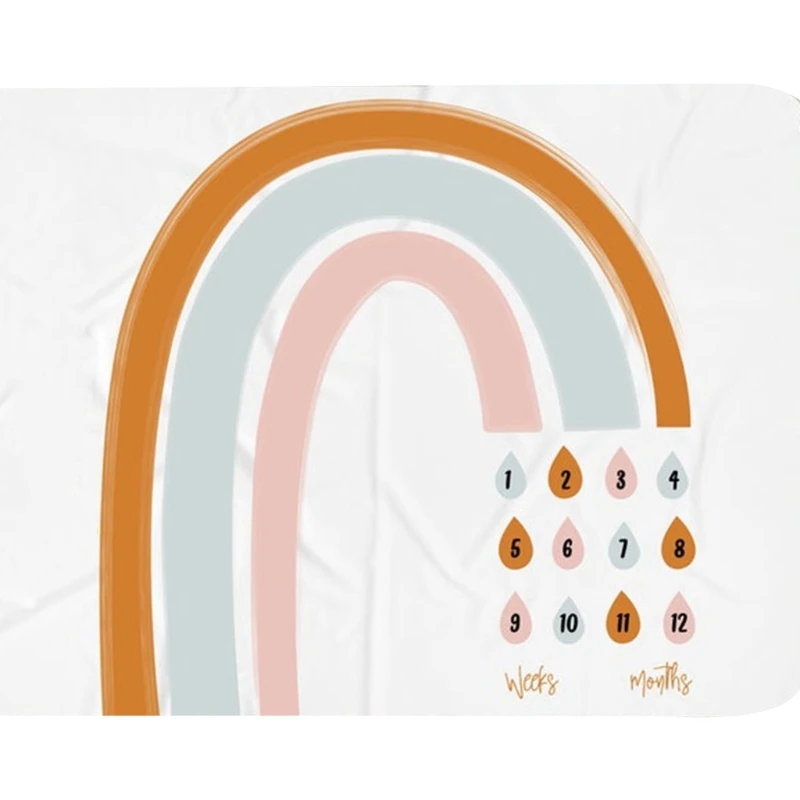 

Baby Monthly Record Growth Milestone Blanket Newborn Swaddle Wrap Photography Props Creative Rainbow Background Cloth Infant