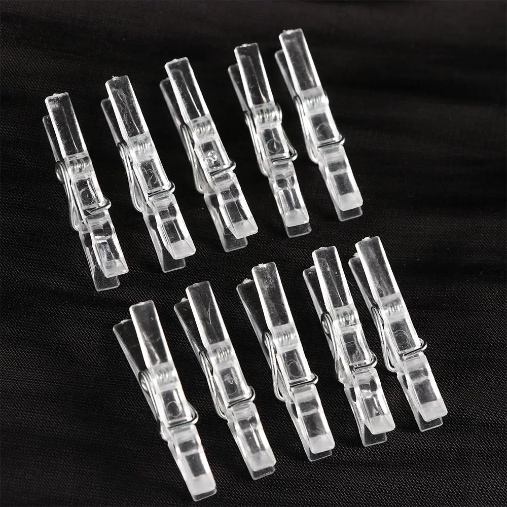 

20pcs Transparent Clips Clamps Clips Clothes Spring Hanging Plastic Clamp Line Clips Clothespins for Photos Cloth Paper