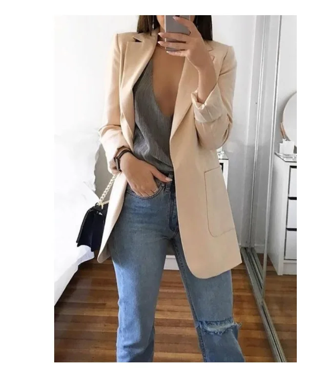 

2020 Spring Autumn Jackets Long Sleeve Coat Plus Size Blazers Elegant Woman Blazers