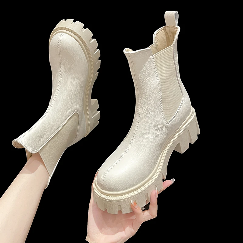 

Женские ботинки на платформе с круглым носком, роскошные брендовые высокие Зимние флисовые теплые ботинки, противоскользящие женские боти...