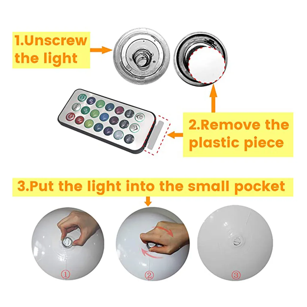 

40cm Glowing Ball Inflatable Luminous Ball Led Ball Decorative Beach Ball For Outdoor Swimming Pool Pool Sports Equipment