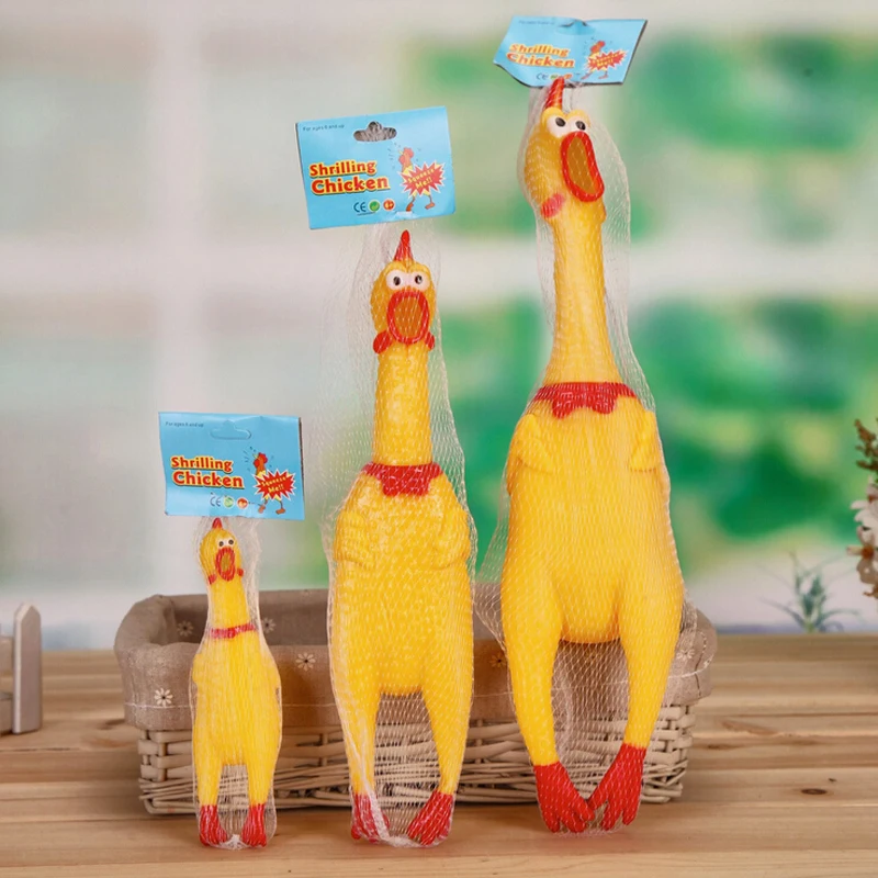 Новая забавная желтая кричащая резиновая курица игрушка писк пищалка