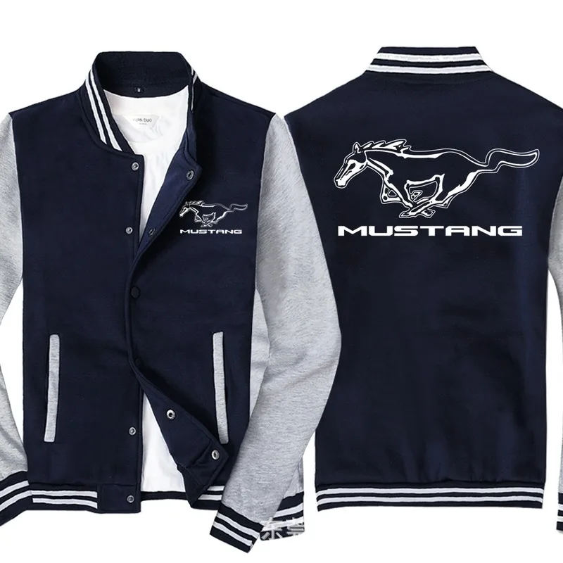 

2021 New Winter Streetwear New Jacket Grey Yellow Man Baseball Clothing Coat Fashion Mustang Car Logo Printed Bomber Jacket a3