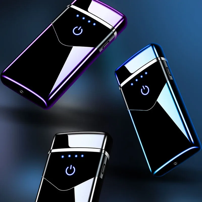 Dual Arc Electric Lighter USB Recharging Flameless Plasma Touch Screen LED Power Display Cigarette Smoking Tools | Дом и сад
