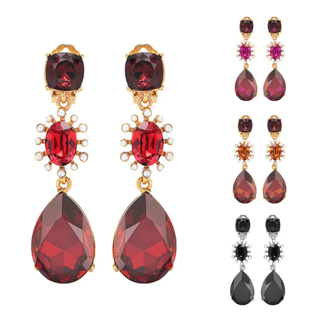 Женские Ретро барочные стеклянные цветные бриллиантовые серьги серьги-гвоздики