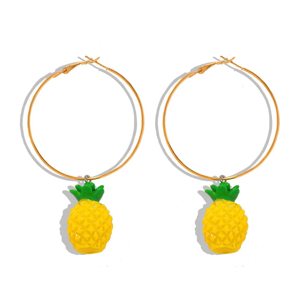 

Korean Fresh Sweet Summer Colorful Fruit Earrings Girls Elegant Acrylic Watermelon Lemon Hoops Earrings Jewelry For Women Party