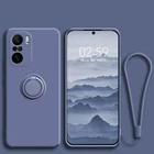 Жидкий силиконовый чехол для Redmi Note 10 10S 9 Pro Max 8 9A 9C, мягкий чехол с ремешком для Xiaomi Mi 11 Ultra 10 Lite POCO X3 F3 M3 Pro