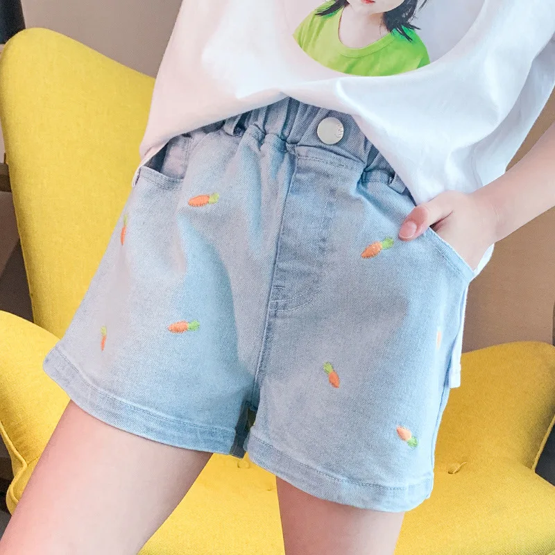 

Girls Short Jeans Summer Kids Casual Denim Short Pants Children Girls Thin Cartoon Print Jeans Short Straight Pants Kids Clothes