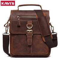kavis crazy horse leather mens shoulder bag vintage messenger bags male bolsos crossbody bags quality mans handbag travel boys