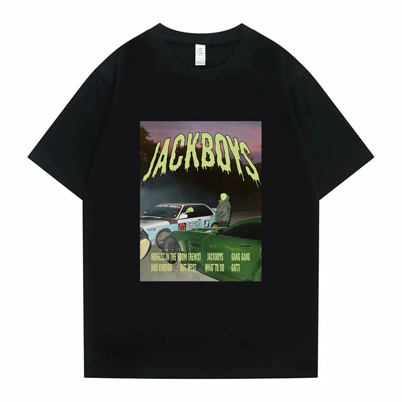 

Jackboys & Travis Scott Pattern Print T Shirts Vehicle Tees Short Sleeve Summer Fashion Men Tshirt NAGRI Asap Rocky T-shirt Tops