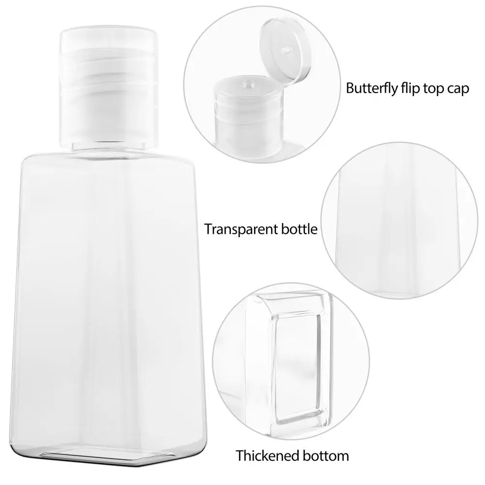 5pcs 30ml Empty Hand Sanitizer Bottles Refillable PET Container Transparent Disinfectant Hands Portable Hydroalcoholic Bottle