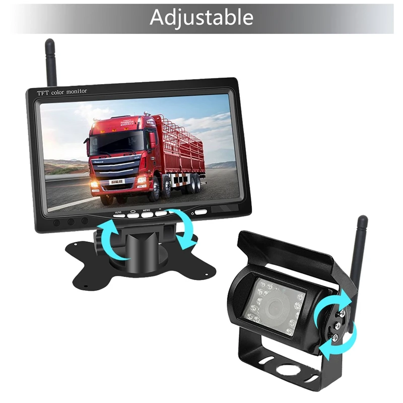 

7Inch Monitor Wireless Rear View Backup Camera Night Vision System for Car RV Truck Bus
