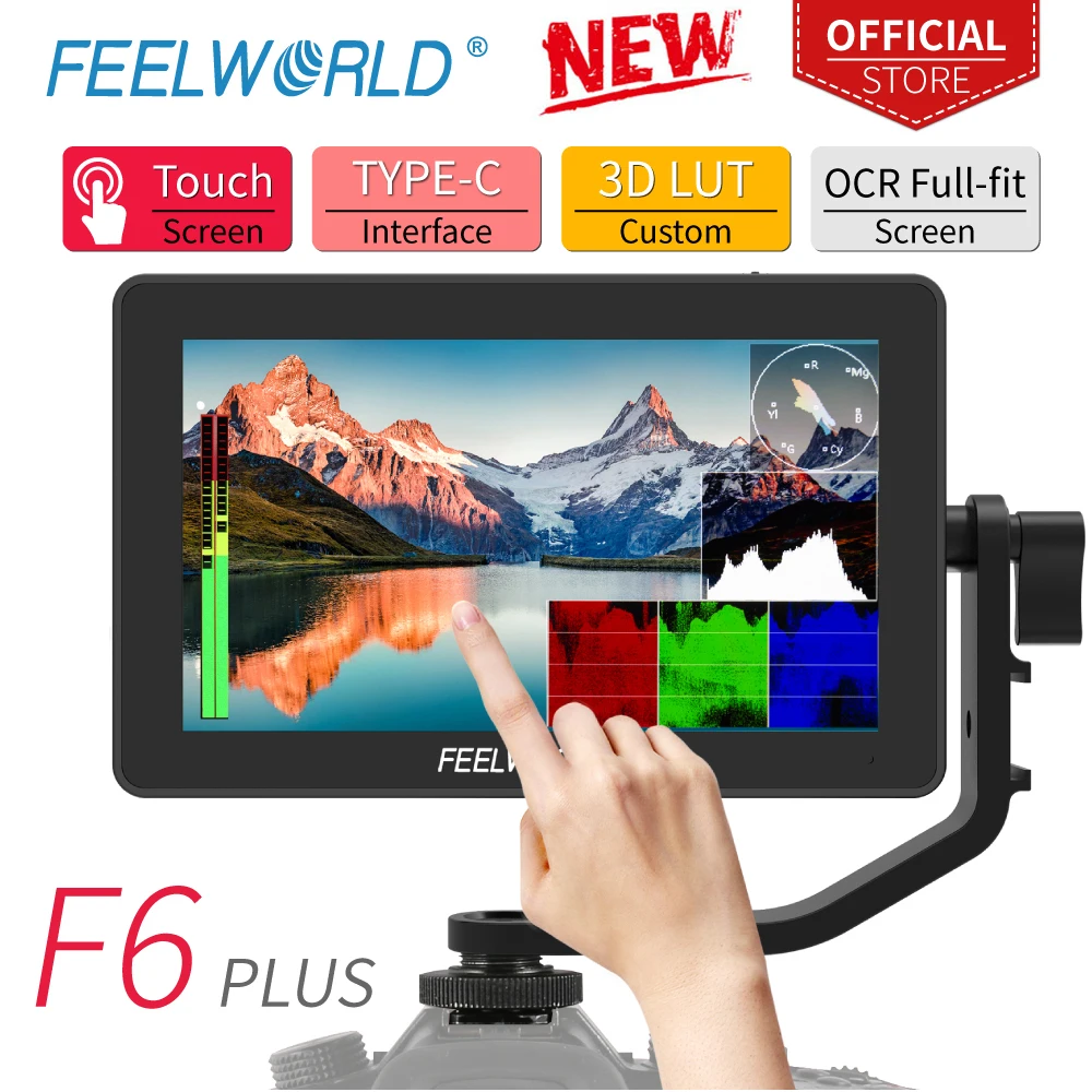 

FEELWORLD F6 PLUS 5.5 Inch on Camera DSLR Field Monitor 3D LUT Touch Screen IPS FHD 1920x1080 Video Focus Assist Support 4K HDMI