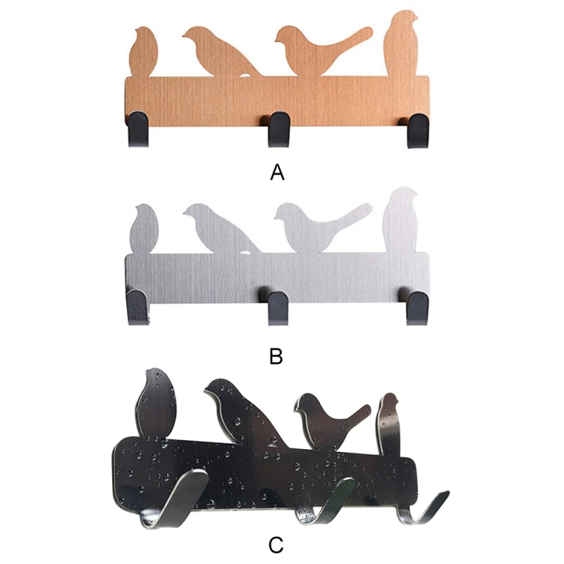 

Small Bird Stainless Steel 3 Hooks, Strong Adhesive Hook, Adhesive Door, Rear Row Hook Hanger, Gray66