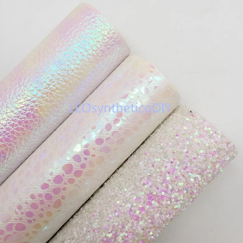 Мини рулон 30 х 134 см белая блестящая ткань плотная кожа блестящий кожаный для