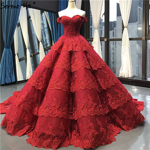 wine red Роскошное кружевное многослойное сексуальное свадебное платье цвета красного вина без рукавов с отделкой бисером реальное изображение HM66786 на заказ - Цвет: wine red