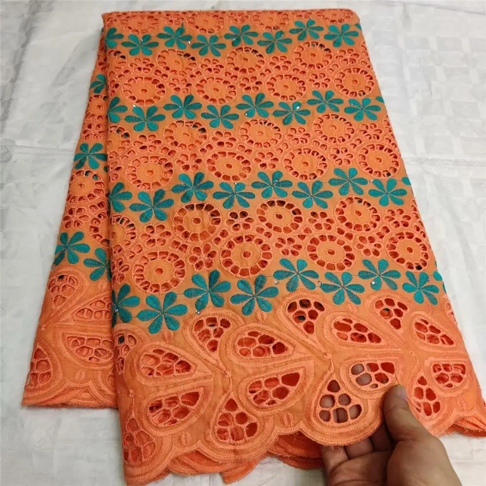 5 + 2 ярда! Французская нигерийская кружевная ткань высокое качество 100% хлопок
