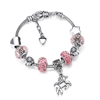 2020 hot selling bracelet girl unicorn pendant snake bone bracelet big hole beads unicorn childrens bracelet