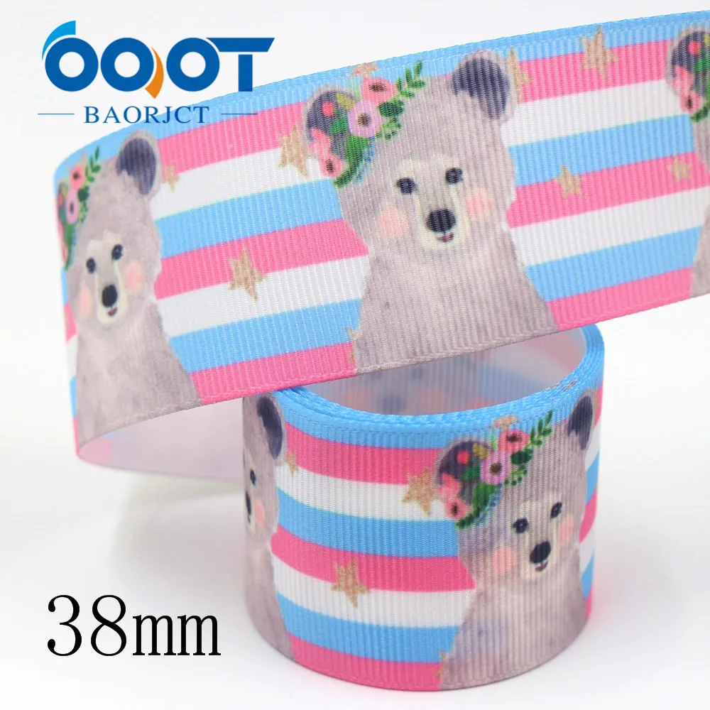 OOOT BAORJCT I-19906-2069, 38 мм, 10 ярдов мультфильм тепловой передачи печатных корсажные ленты, одежда лук крышка DIY украшения