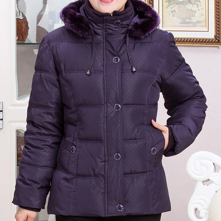 2021 In The Elderly Cotton Short Paragraph Thick Coat Mother Installed Down Jacket