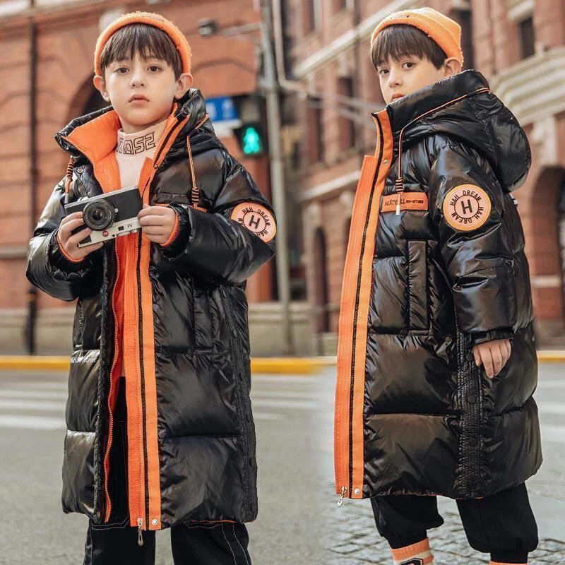 

Winter Children Jacket Coat teen Hooded Parka Outerwear Thicken Plus velvet Warm Outer Clothing Boys girls clothes