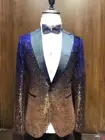 Блестящими Пайетками мужской пиджак смокинг JacketSlim подходят пик лацкан с тупым углом, Блейзер, костюм, смокинг для вечеринка, свадебный банкет, ночной клуб пиджак (только пиджак)