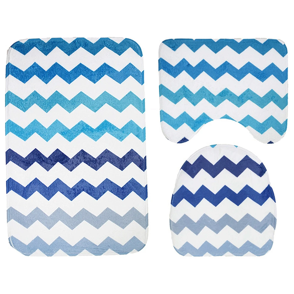 

3pcs Flannel Bathroom Mat Set Hydrophilic Toilet Carpet Washable Kitchen Floor Rug Anti-Slip Shower Room Mat