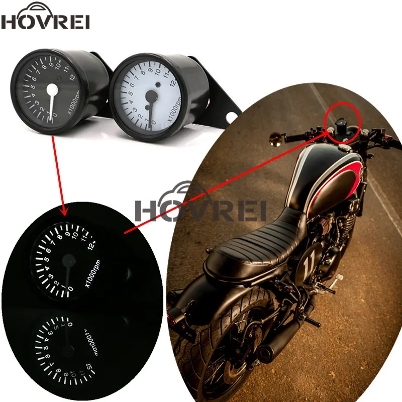 Universal 12V retro Motorcycle LED Tachometer Gauge meter Motorbike Backlight Speedometer Odometer | Instruments