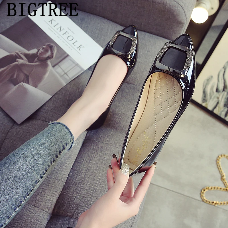 Блестящие туфли Туфли на плоской подошве со стразами Женские Черные