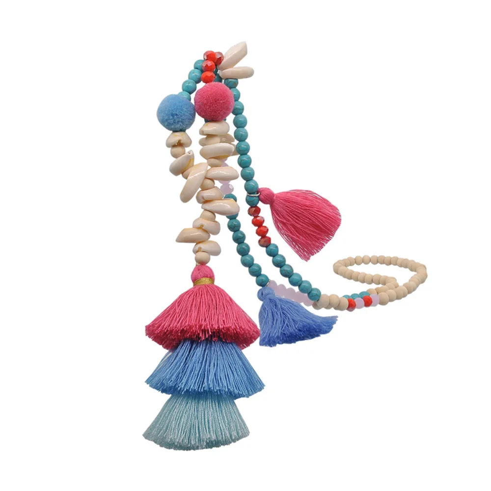 Этническое богемное летнее пляжное ожерелье ручной работы с деревянными