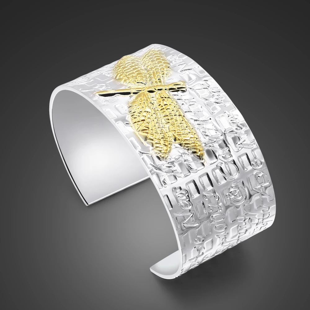 Женский браслет из серебра 925 пробы в богемном стиле Ширина 30 мм|Гибкие и жесткие