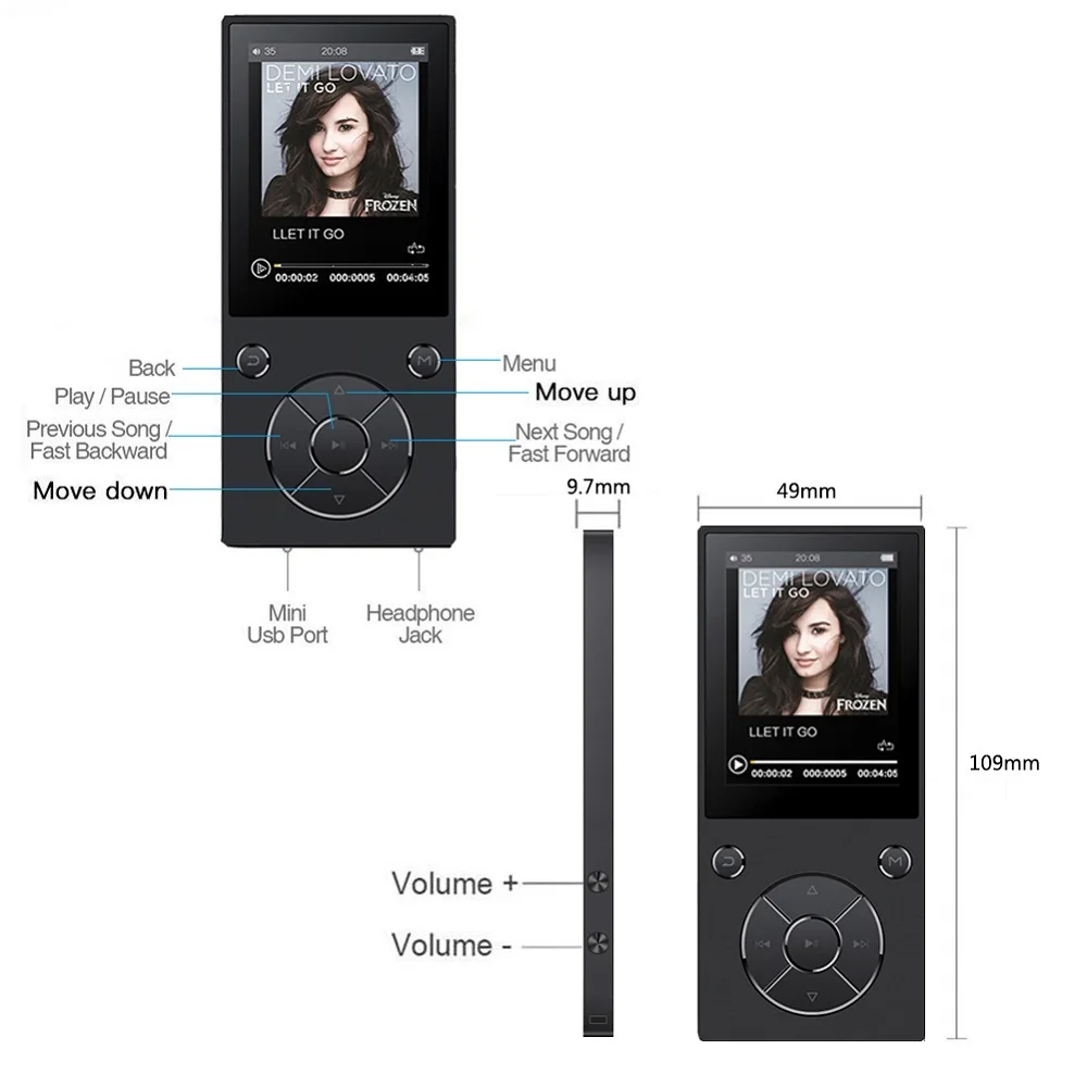 HIFI музыкальный MP4 плеер без потерь с Bluetooth HD экран2. 4 дюйма встроенный динамик 16G MP4 музыкальный плеер sd-карта до 128G