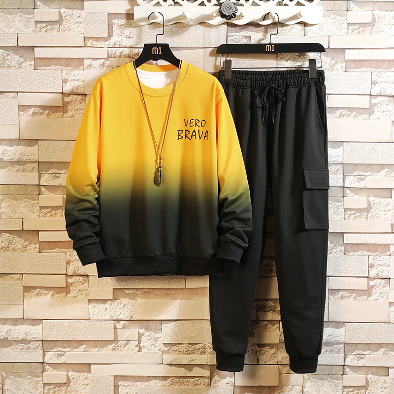 

2020 Spring Autumn Tracksuits Men'S Set Hoodies + Pants Suit Fleece Sweatshirt Sportswear Set Casual Men's Jogging