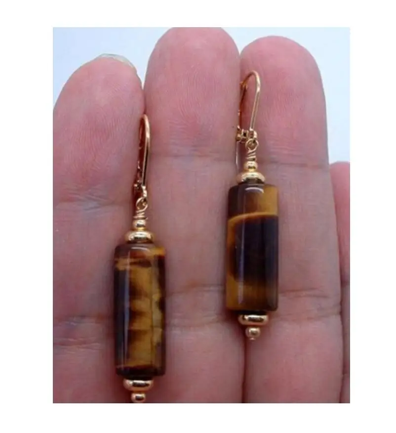 Горячая Распродажа&gt Новые Модные гладкие серьги из коричневого тигрового глаза