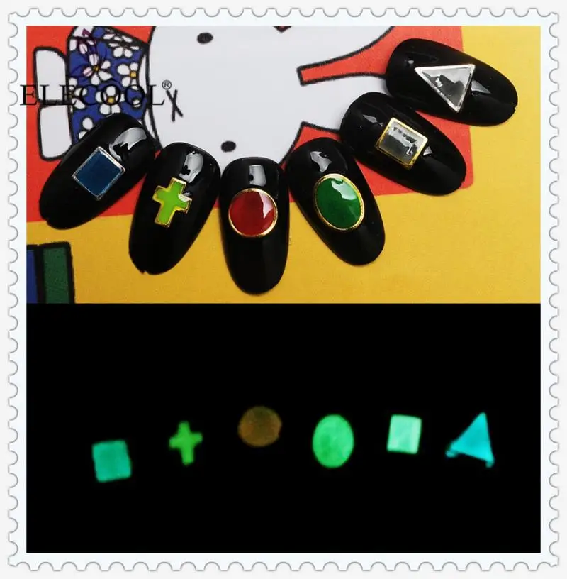 ELECOOL светящийся порошок ногтей пигменты светится в темноте 6 цветов Nail Art Блеск