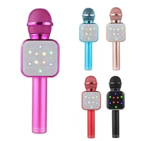 bluetooth wireless microphone led lights handheld karaoke abs audio microphone for ktv microphones accessories