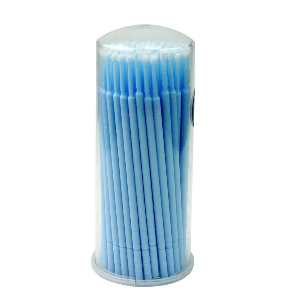 100Pcs Disposable Eyelash Extension Micro Brush Applicators Mascara (Blue)