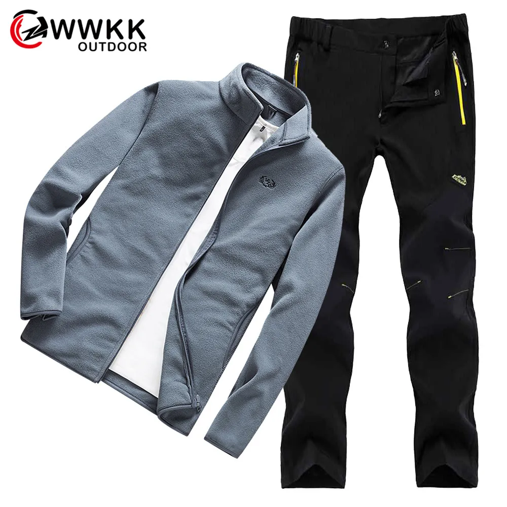 

Мужские зимние водонепроницаемые уличные треккинговые штаны походный Костюм 4XL Рыбалка Катание на лыжах Теплая Флисовая походная куртка м...