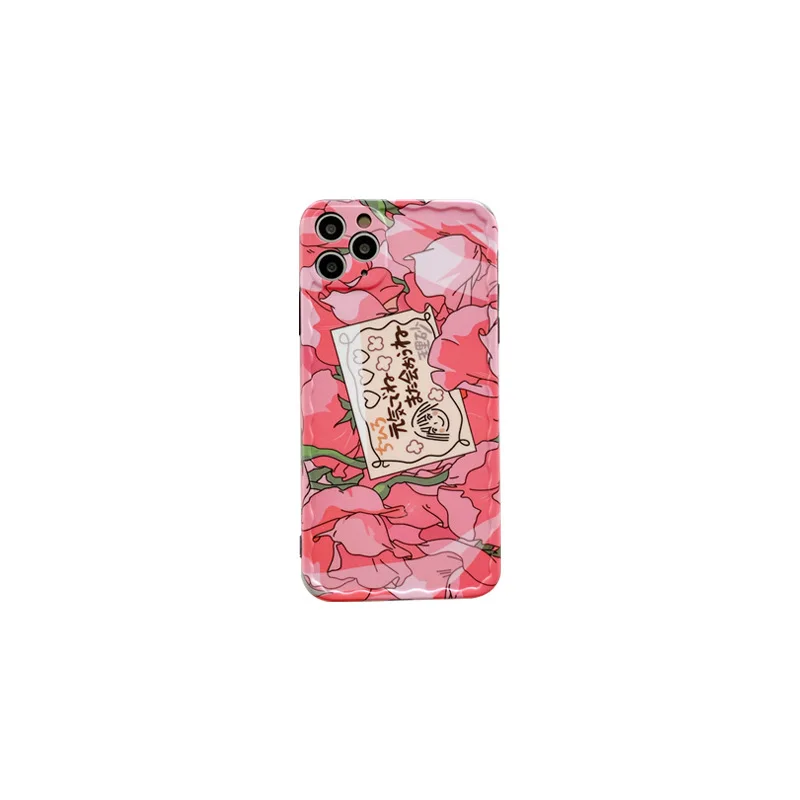 

Retro Cute Art Japanese Pink Rose Flower Phone Case For iPhone 11 Pro Max Xr Xs Max X 7 7 Plus 8 Plus Cases Soft Silicone Cover