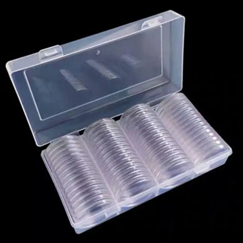 

60pcs Mini Coin Box With Storage Case Holder Plastic Adjustable Silver Eagles Coin Storage Organizer For Collectors