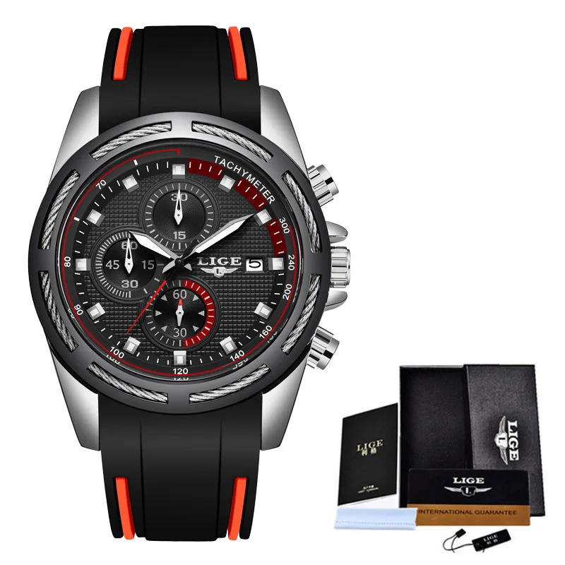 Silver black LIGE, новинка, мужские часы, топ класса люкс, брендовые, мужские уникальные спортивные часы, мужские кварцевые часы с датой, водонепроницаемые наручные часы, Relogio Masculino - Цвет: Silver black
