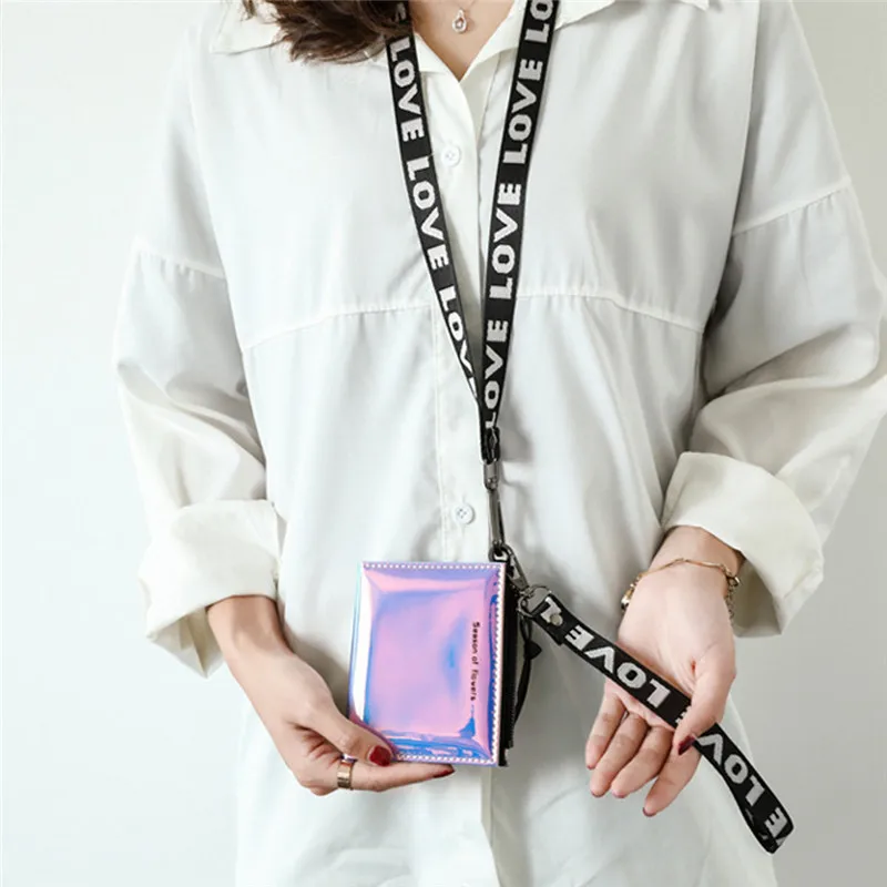 Женский маленький лазерный голографический кошелек с несколькими отделениями