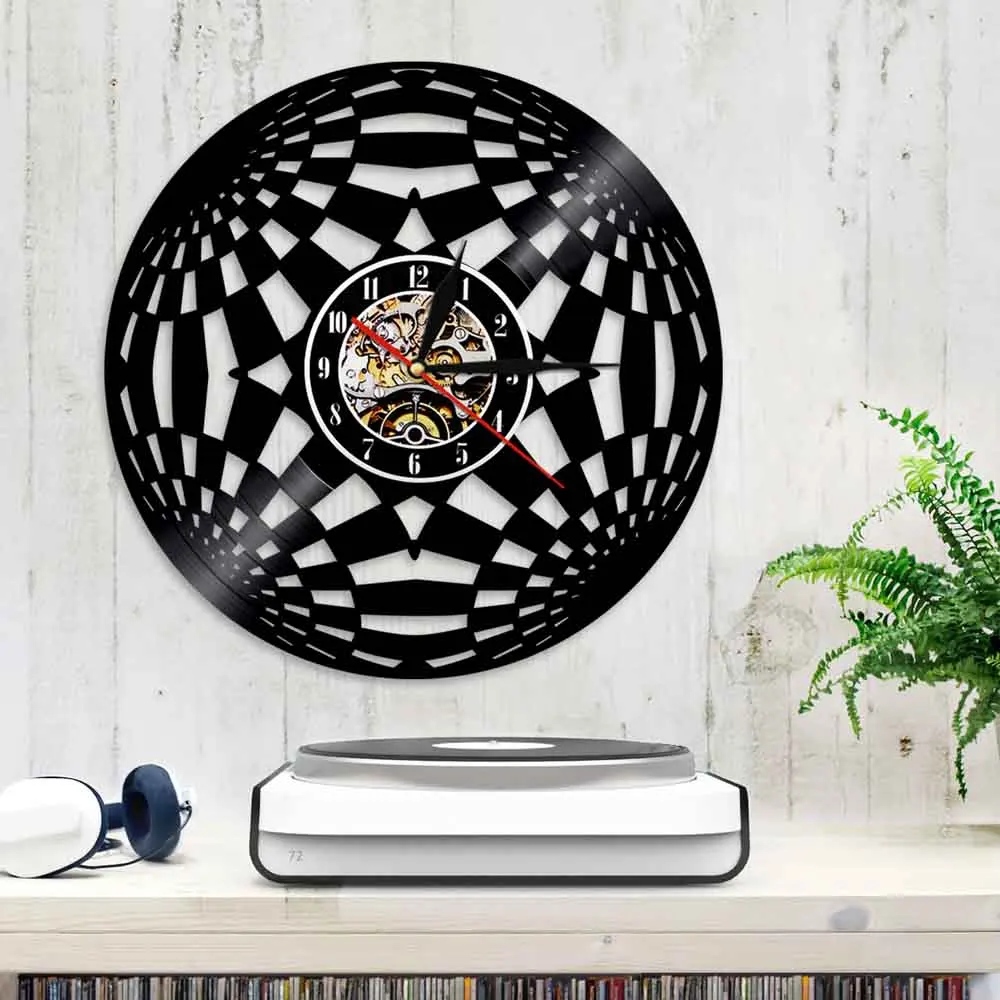 Часы Kaleidoscope LP с записью времени современные круглые виниловые настенные часы